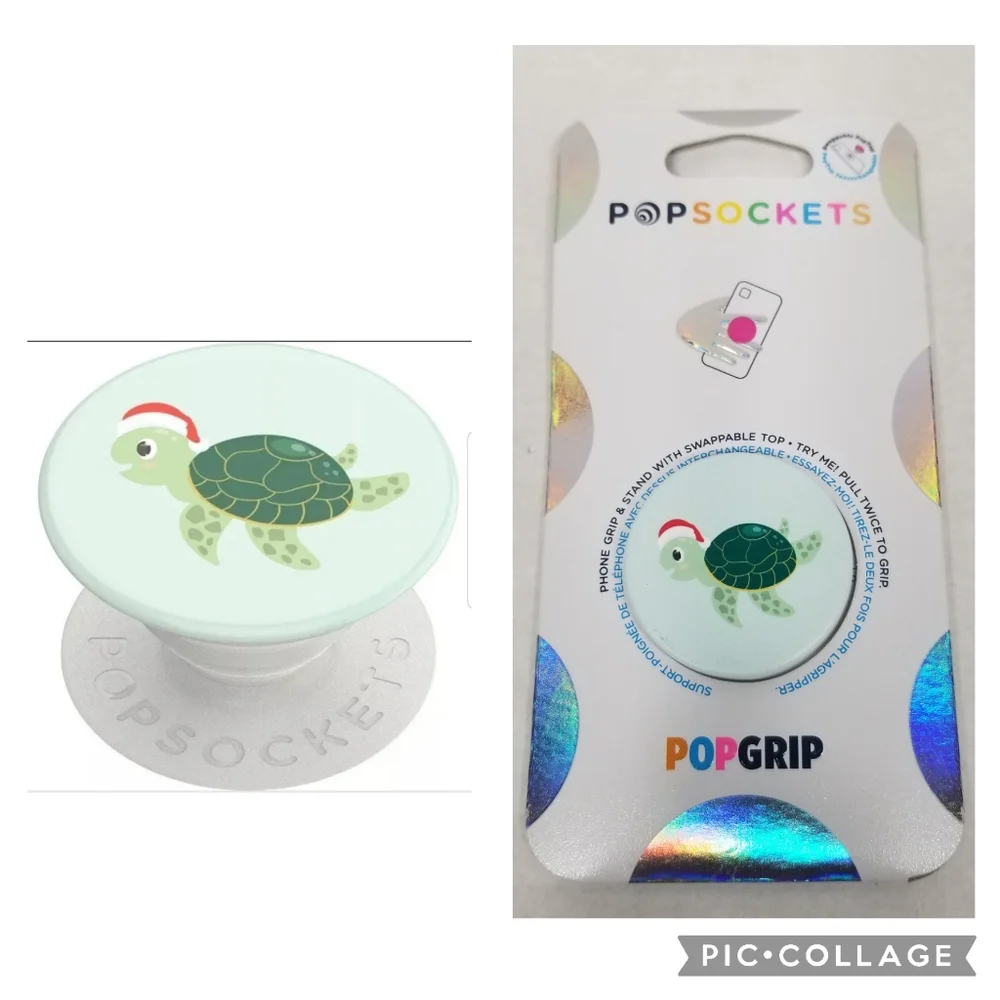 New Popsockets PopGrip Santa Turtle Phone Grip & Stand Swappable Top 804797